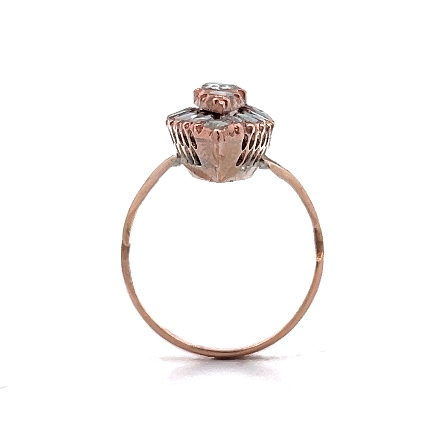 Antique Georgian Diamond Navette Ring in 14k Rose Gold