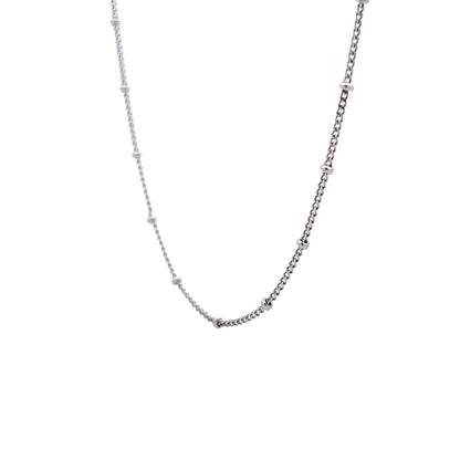 17 Inch Bead & Cable Chain in 14k White Gold