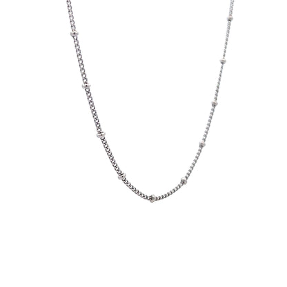 17 Inch Bead & Cable Chain in 14k White Gold