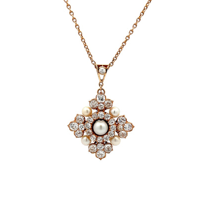 2.40 Antique Victorian Diamond Pendant in Rose Gold