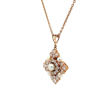 2.40 Antique Victorian Diamond Pendant in Rose Gold