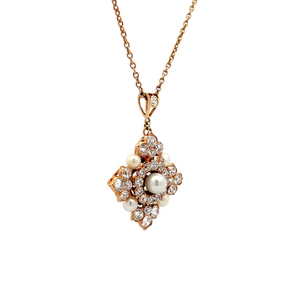 2.40 Antique Victorian Diamond Pendant in Rose Gold