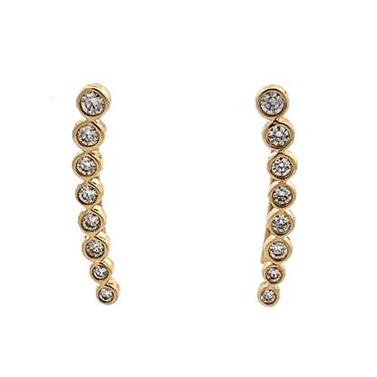 .38 Bezel Diamond Climber Earrings in 14k Yellow Gold