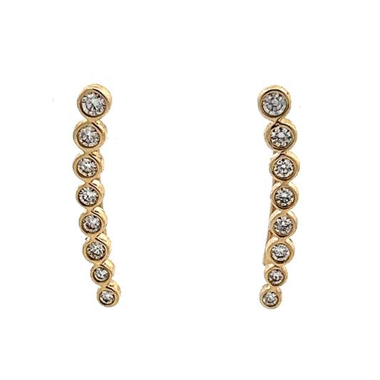 .38 Bezel Diamond Climber Earrings in 14k Yellow Gold