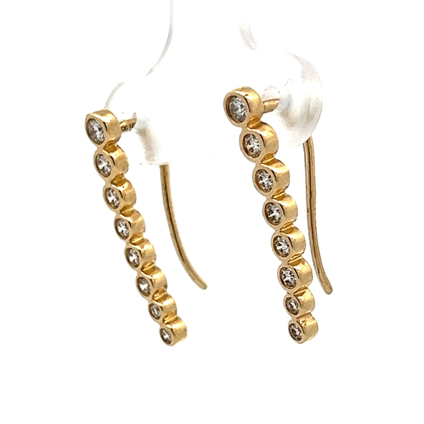 .38 Bezel Diamond Climber Earrings in 14k Yellow Gold