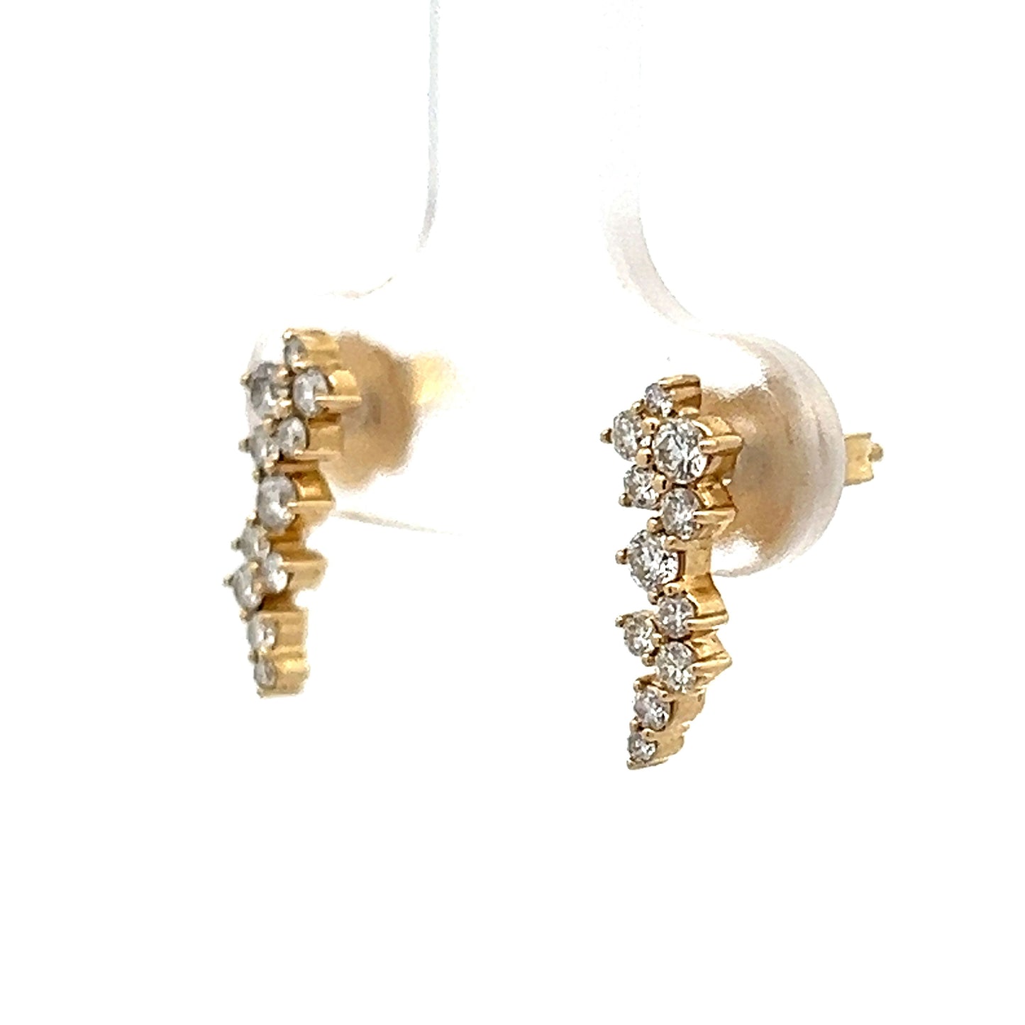 .36 Diamond Ear Climber Stud Earrings in 14k Yellow Gold