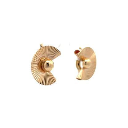 Vintage Mid-Century Fan Earrings in 14k Yellow Gold