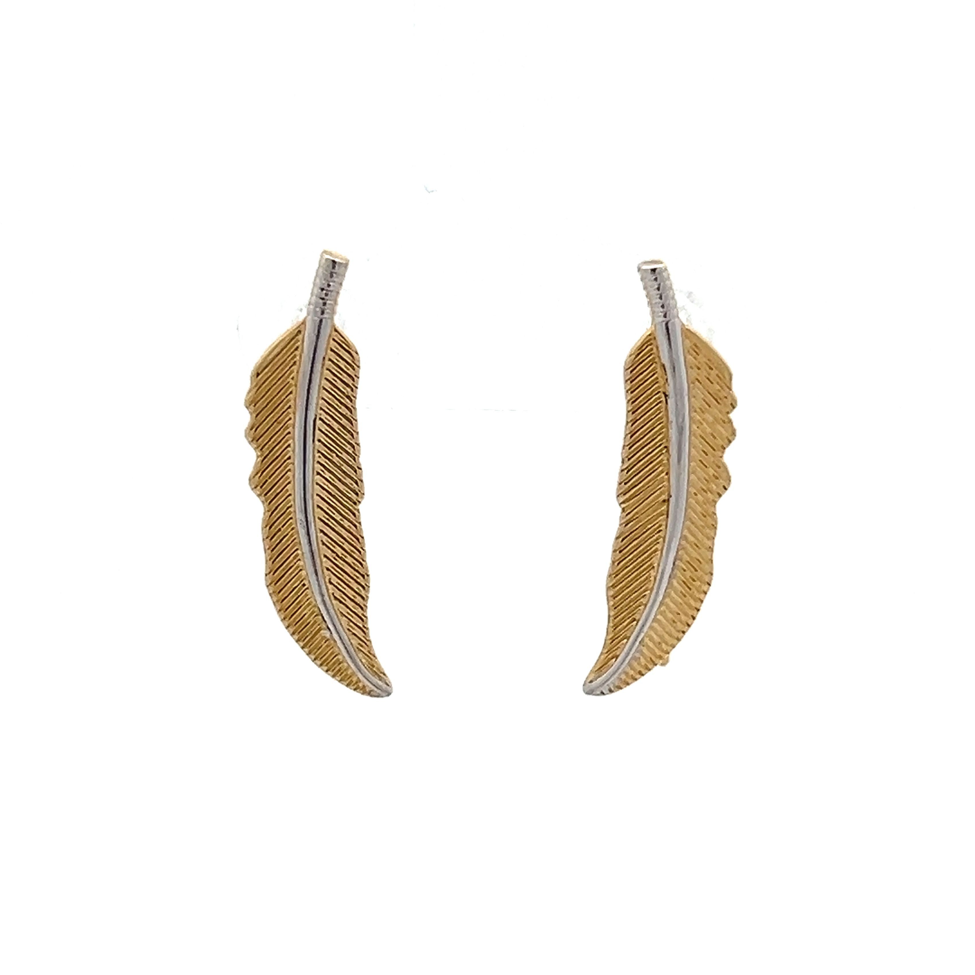 Gold Feather Studded online Earrings