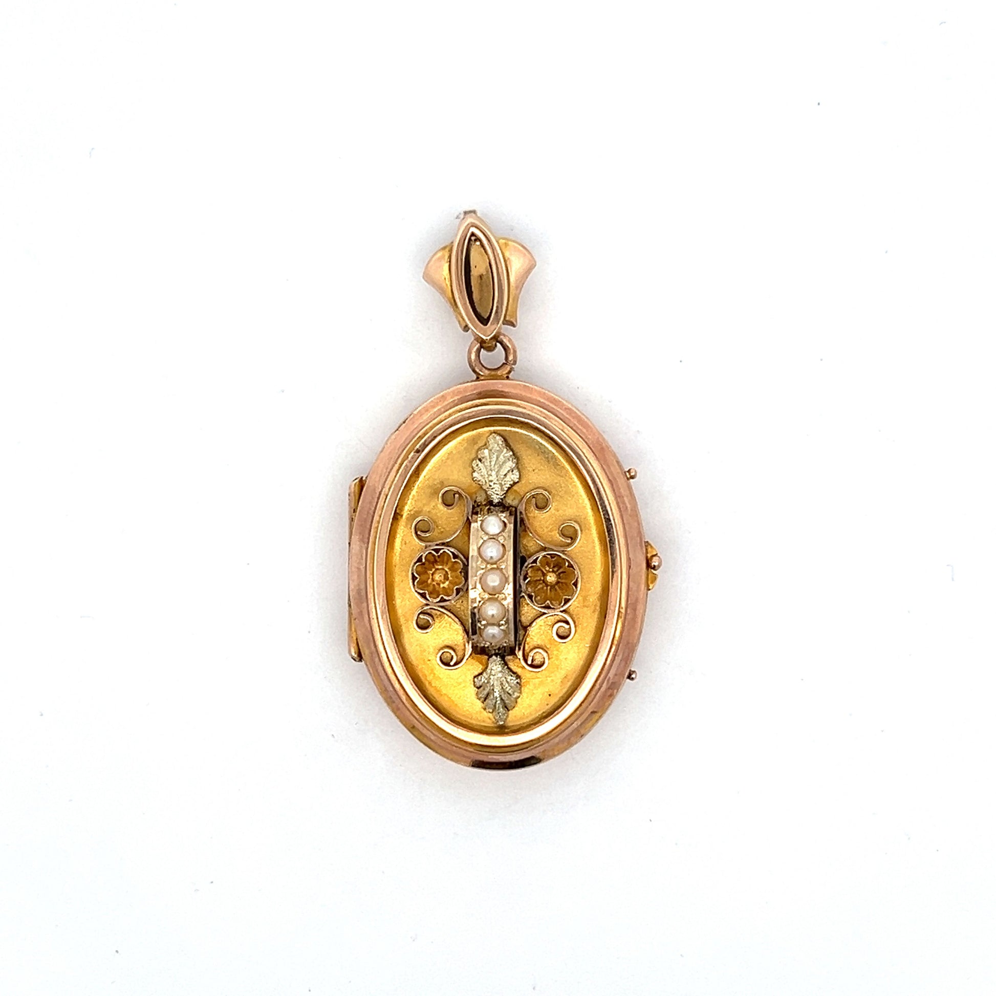 Antique Victorian Pearl Locket in 14k Yellow Rose Gold