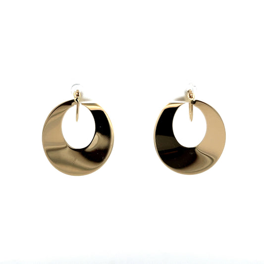 Twisted Oval Hoop Earrings in 14k Yellow Gold