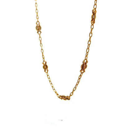 Antique Art Nouveau Chain Necklace in 18k Yellow Gold