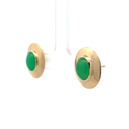 Chrysoprase Stud Earrings in 14k Yellow Gold