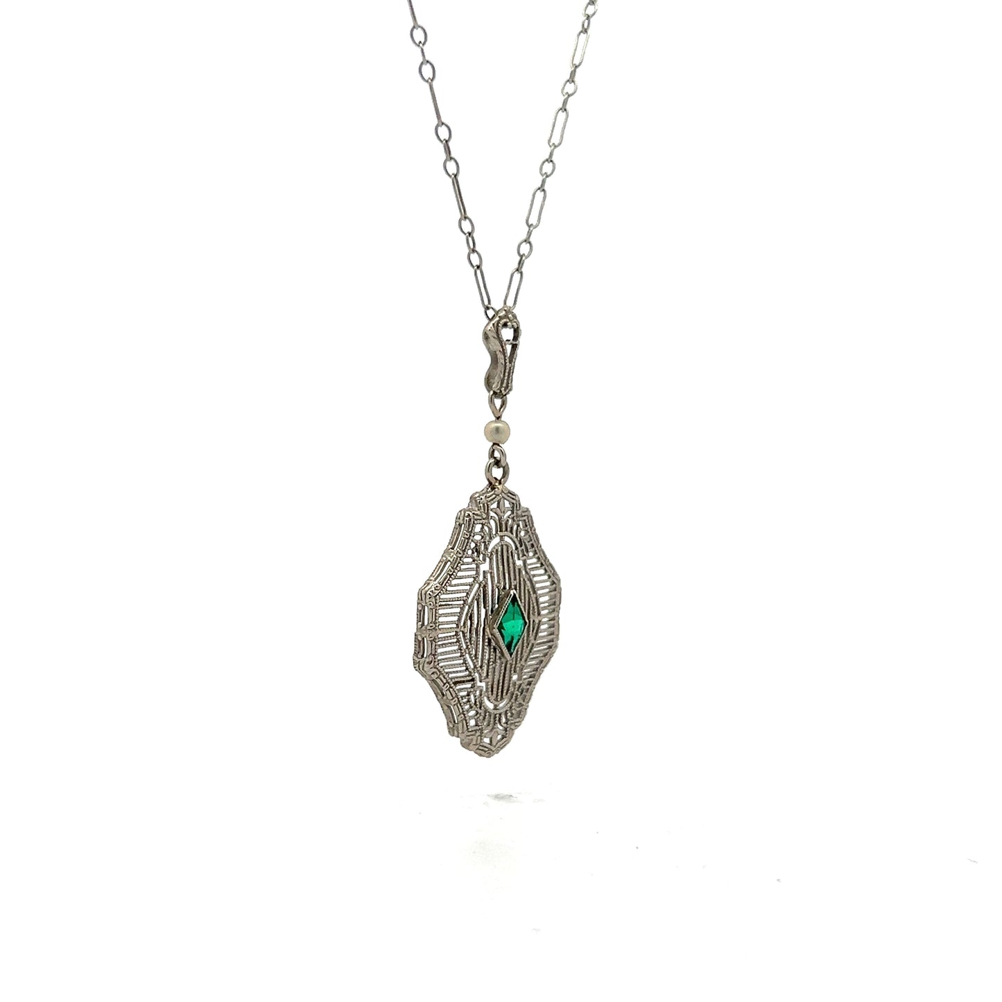 Antique Art Deco Lavalier Pendant Necklace in 10k