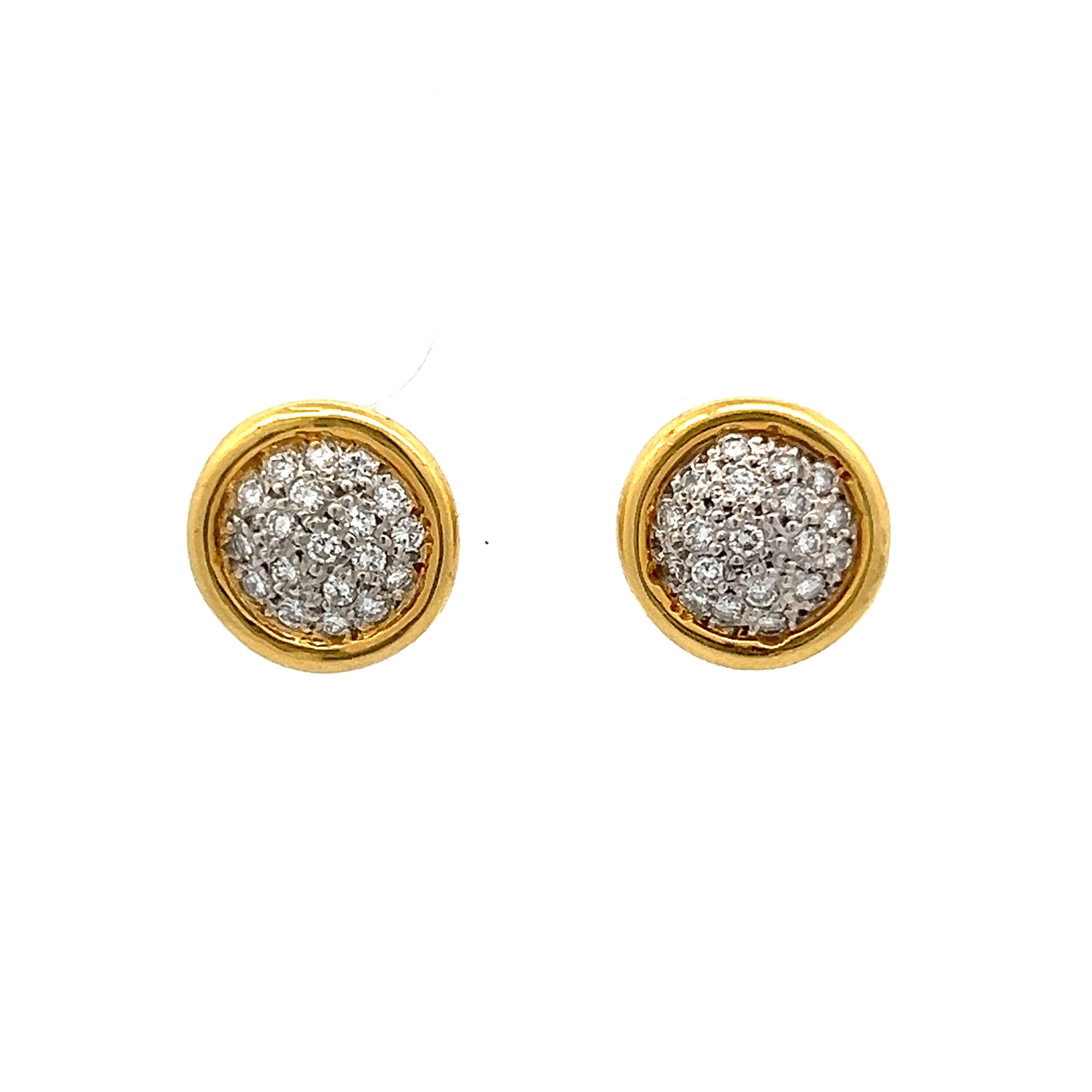 On sale NEW 18K Yellow Gold Pave Stud Earrings