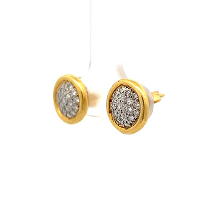 .38 Pave Diamond Stud Earrings in 18k Yellow Gold & Platinum