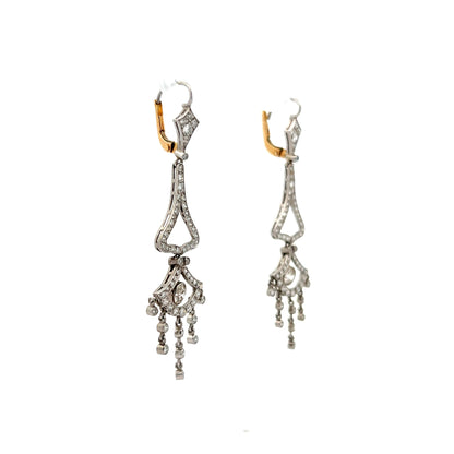 Lavalier Diamond Drop Earrings in 14k White & Yellow Gold