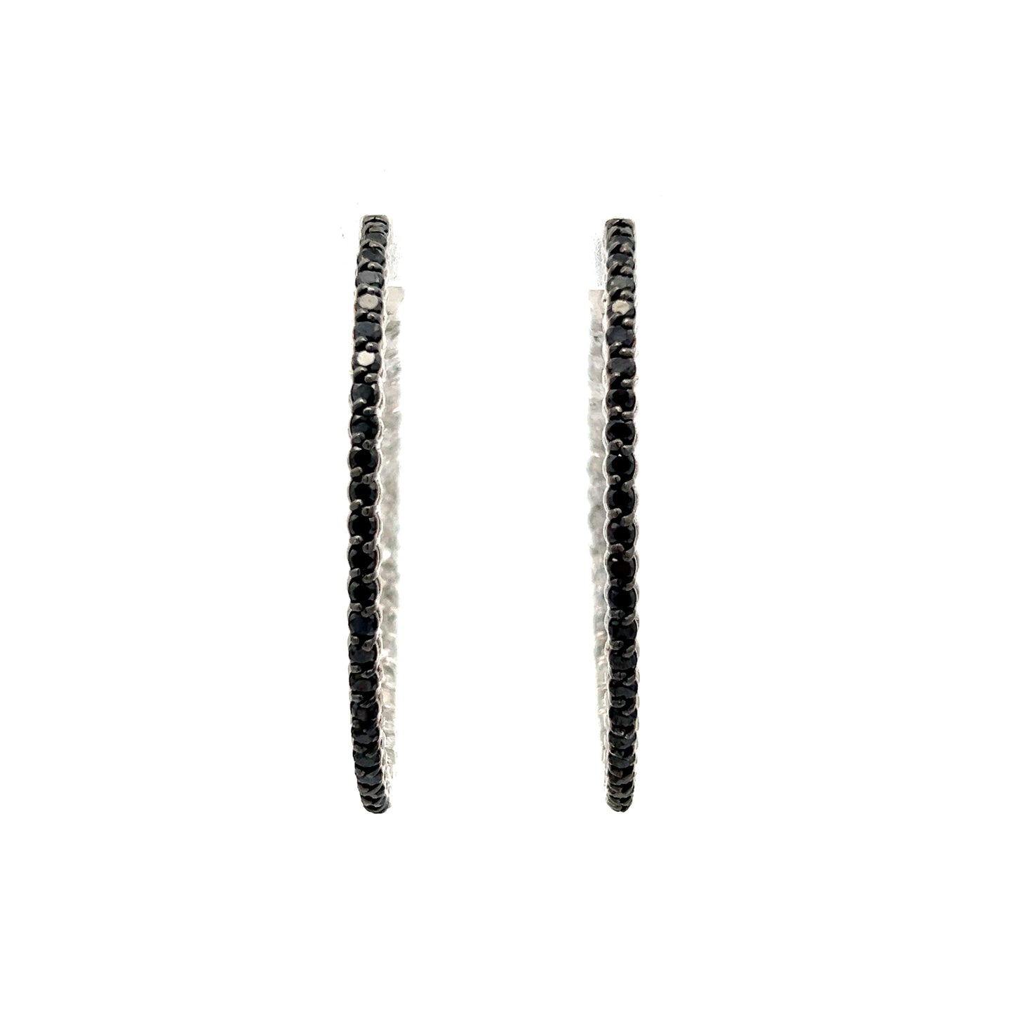 Black & White Diamond Hoop Earrings in 14k White Gold