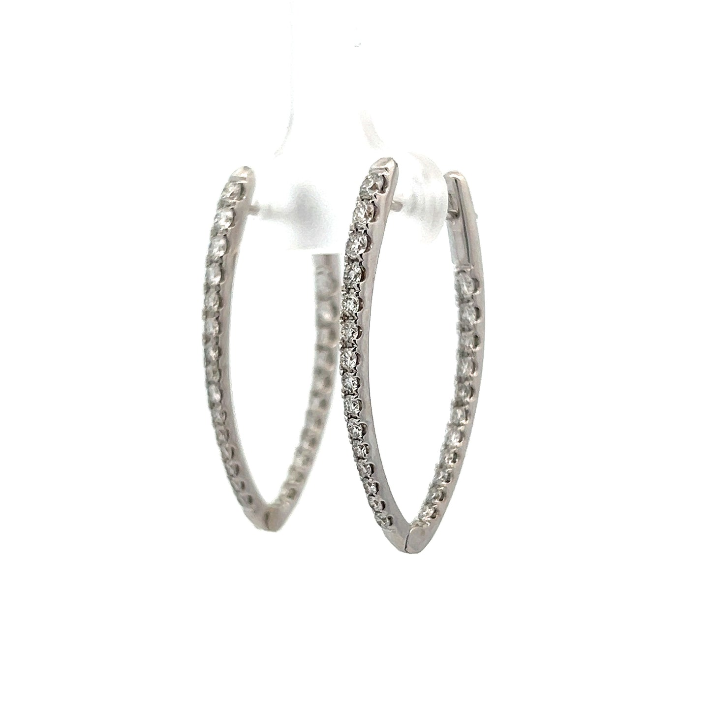 V-Shaped Diamond Inside-Out Hoop Earrings in 14k White Gold