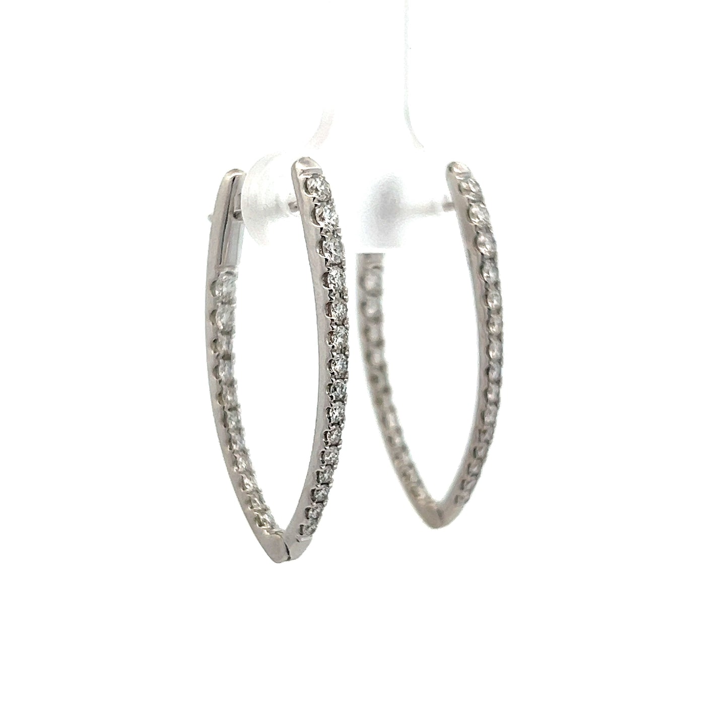 V-Shaped Diamond Inside-Out Hoop Earrings in 14k White Gold