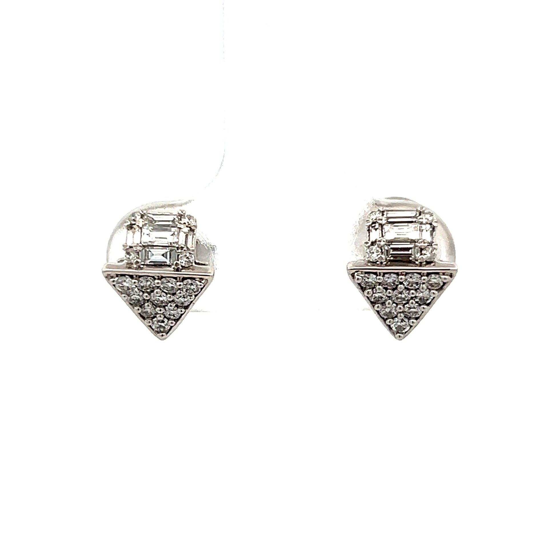 .50 Geometric Diamond Stud Earrings in 14k White Gold