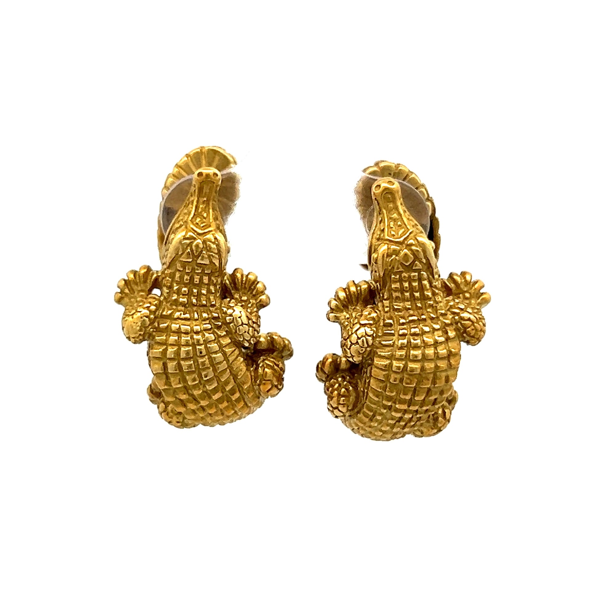 Kieselstein-Cord Alligator Earrings in 18k Yellow Gold