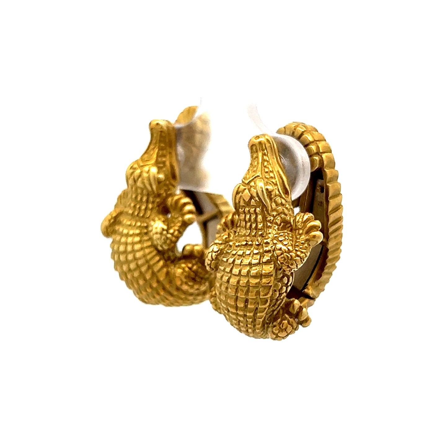 Kieselstein-Cord Alligator Earrings in 18k Yellow Gold