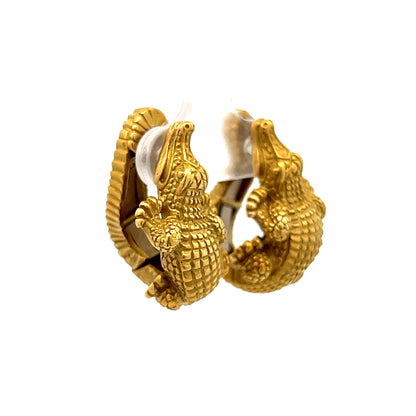 Kieselstein-Cord Alligator Earrings in 18k Yellow Gold