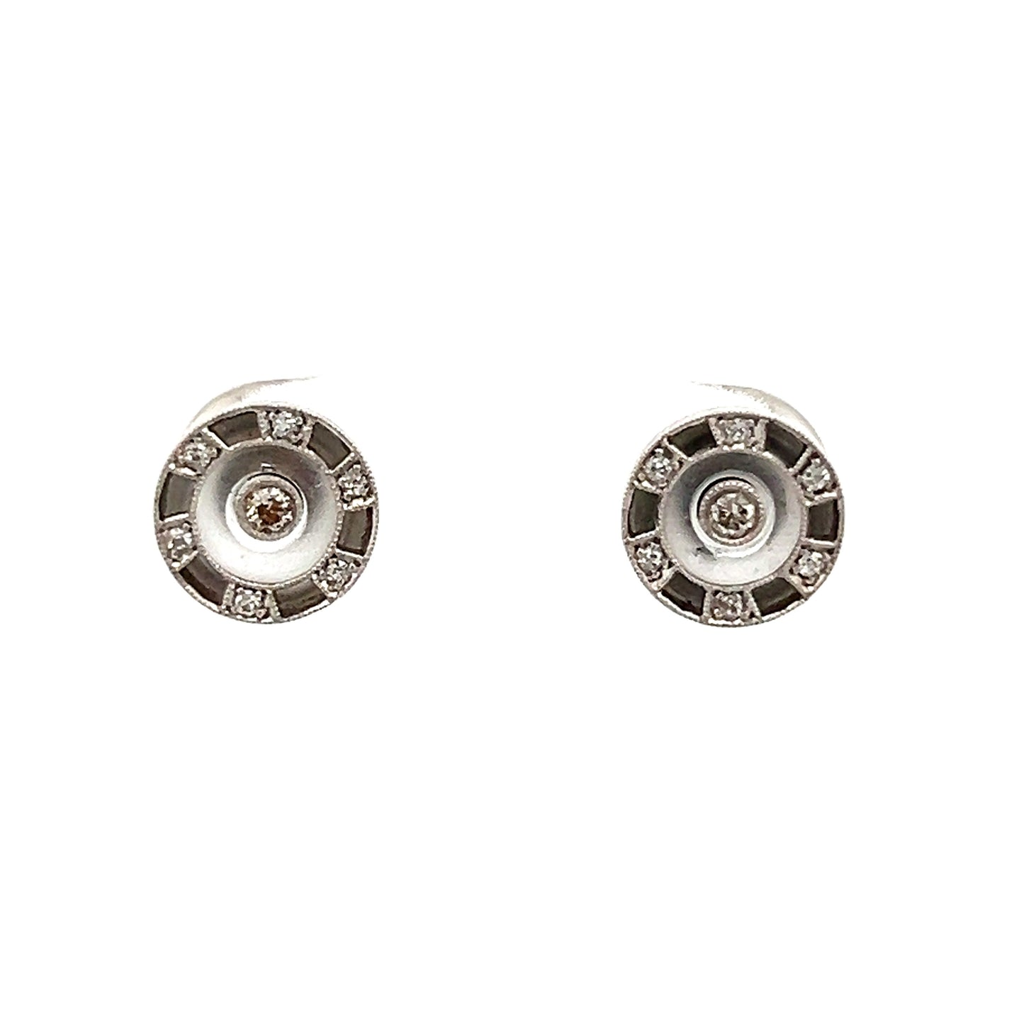 .14 Antique Art Deco Stud Earrings in 14k White Gold