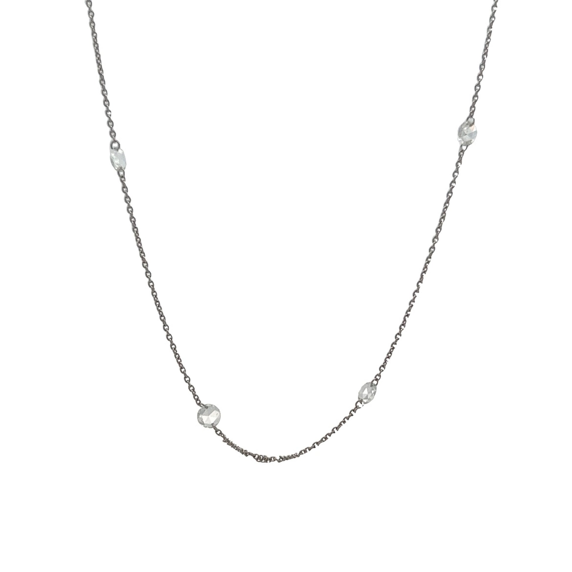 1.03 Rose Cut Diamond Necklace in 18k White Gold