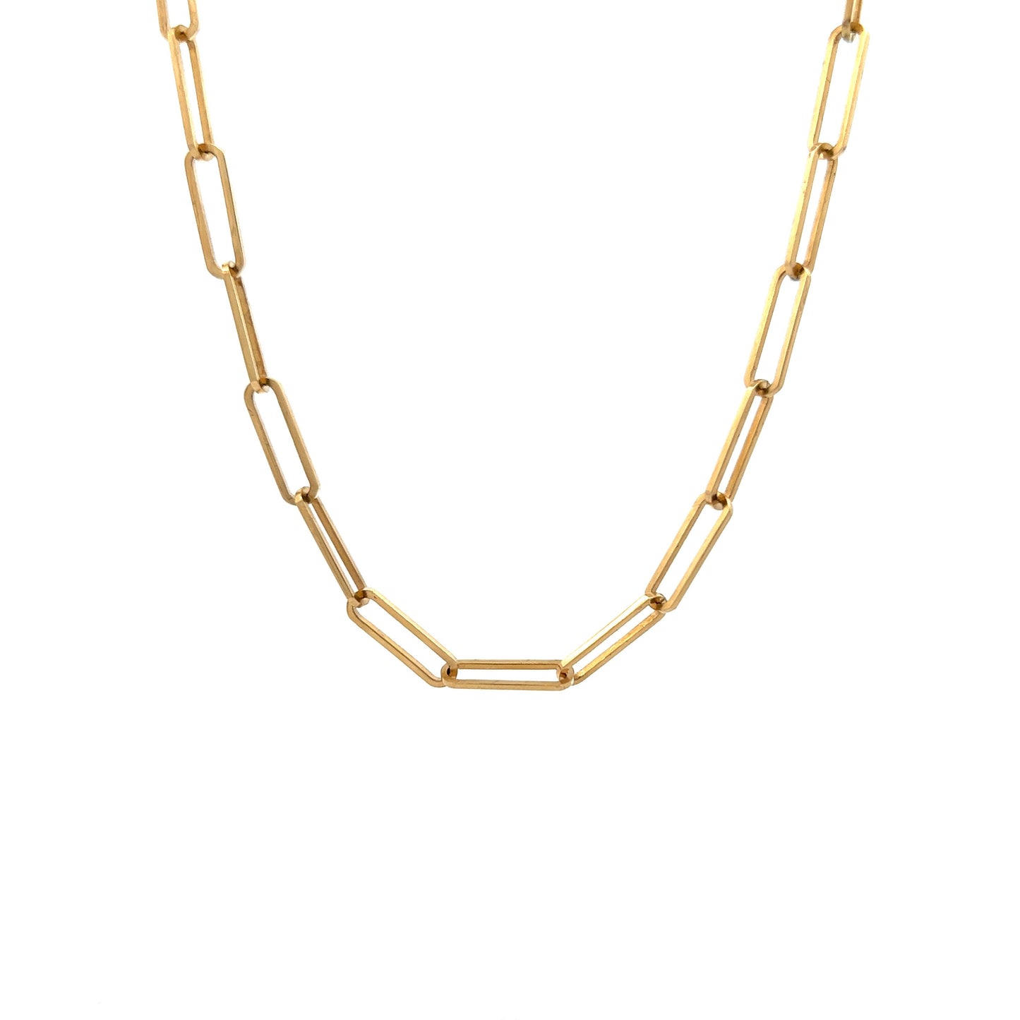 19 Inch Paperclip Chain Necklace in 14k Yellow Gold