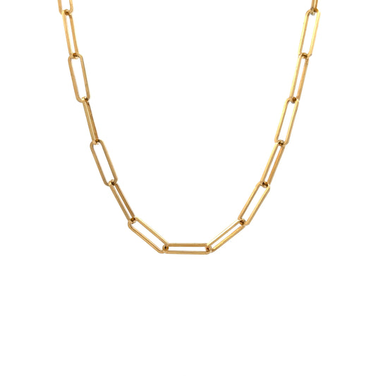 19 Inch Paperclip Chain Necklace in 14k Yellow Gold