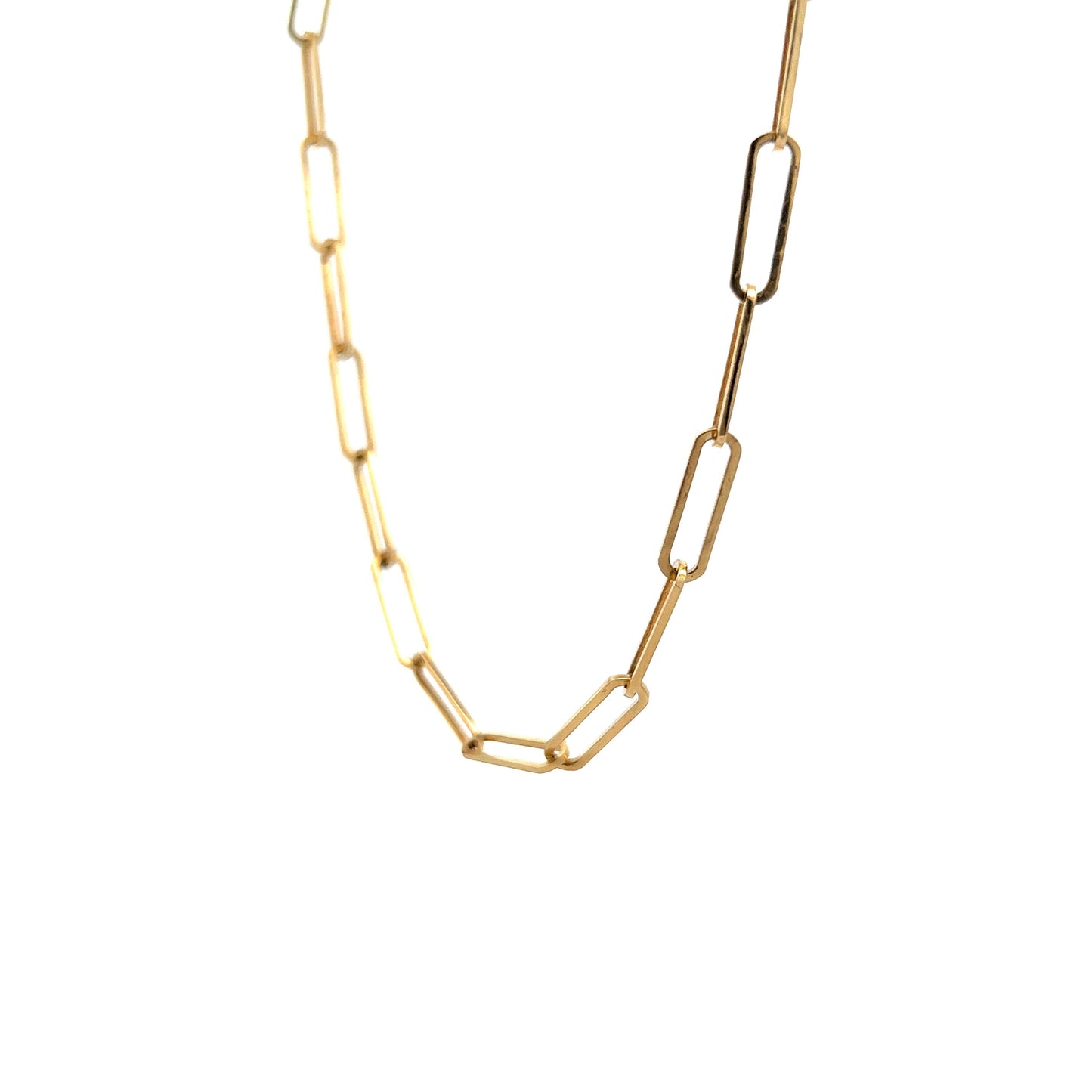 19 Inch Paperclip Chain Necklace in 14k Yellow Gold