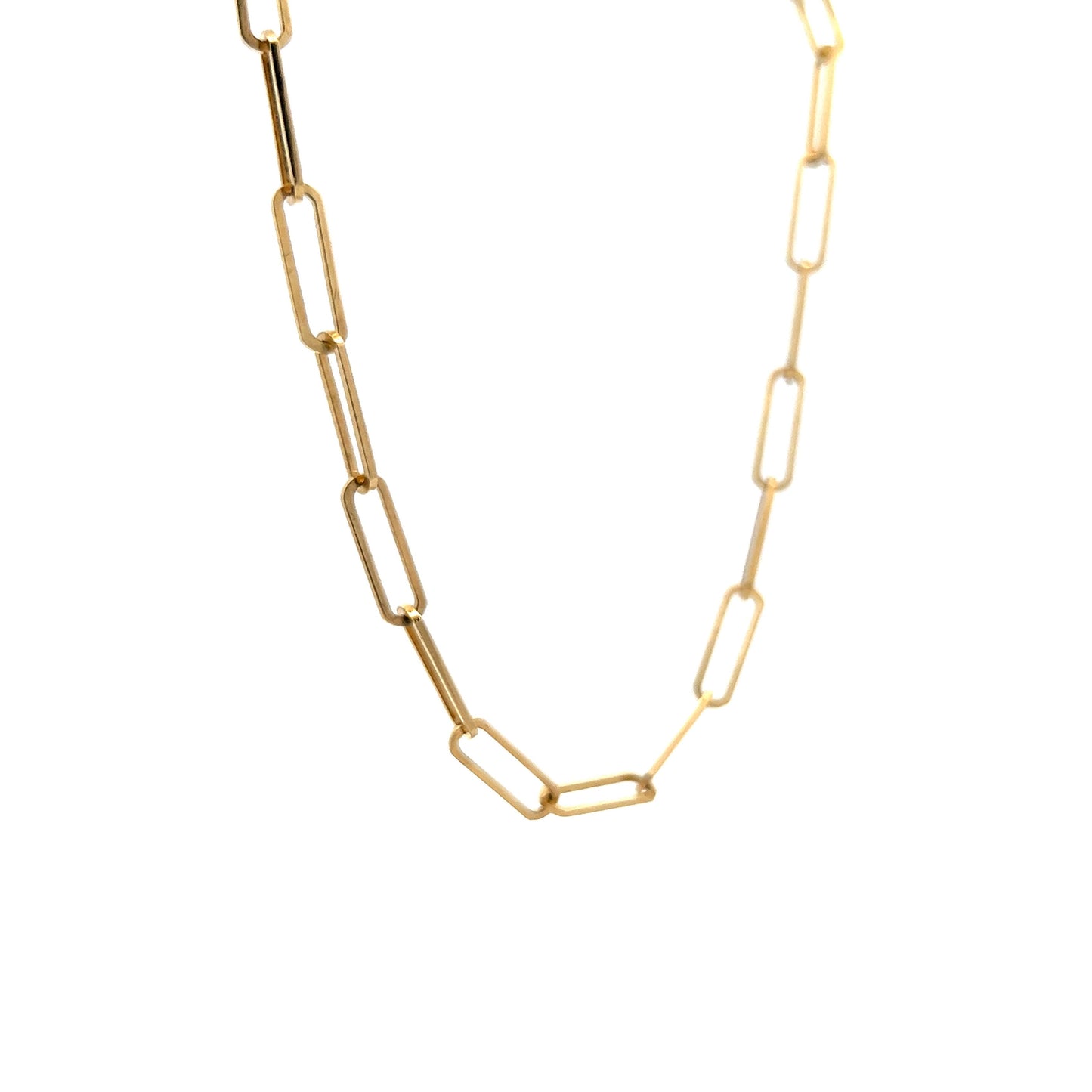 19 Inch Paperclip Chain Necklace in 14k Yellow Gold