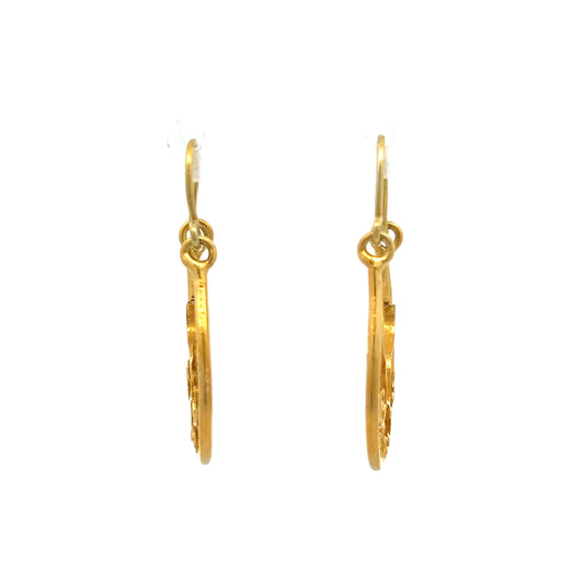 Vintage 1960's Drop Earrings in 18k Yellow Gold