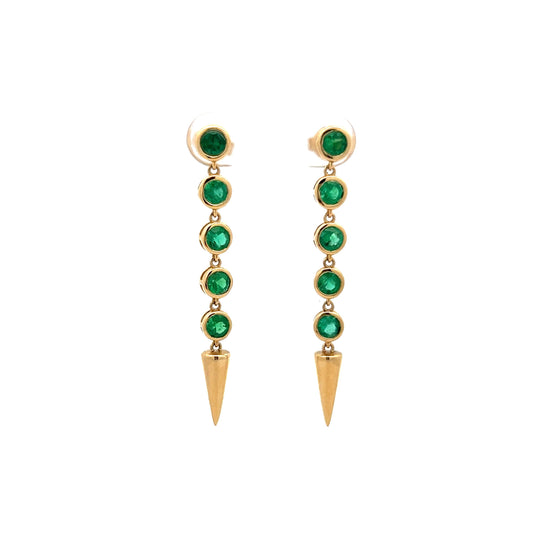 1.50 Emerald Drop Earrings in 18k Yellow Gold