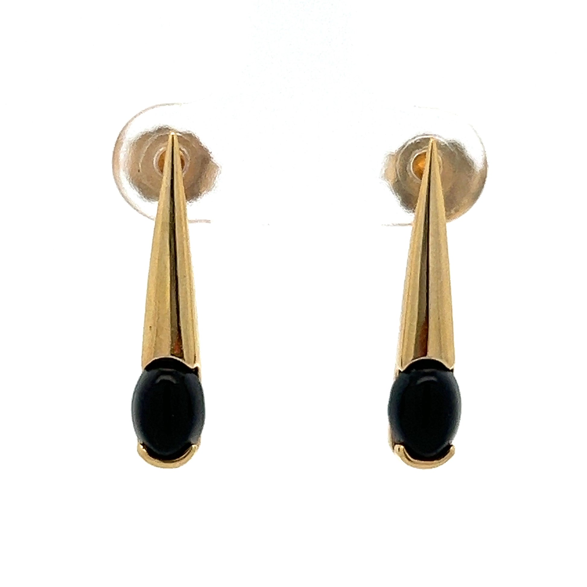 Black Onyx Spike Stud Earrings in 14k Yellow Gold – Filigree Jewelers