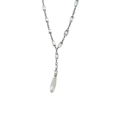 8.09 Pear Shaped Rose Cut Diamond Necklace in Platinum