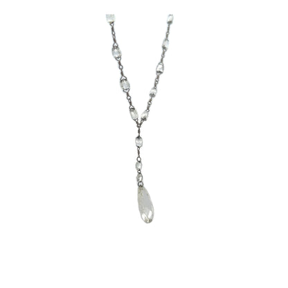 8.09 Pear Shaped Rose Cut Diamond Necklace in Platinum