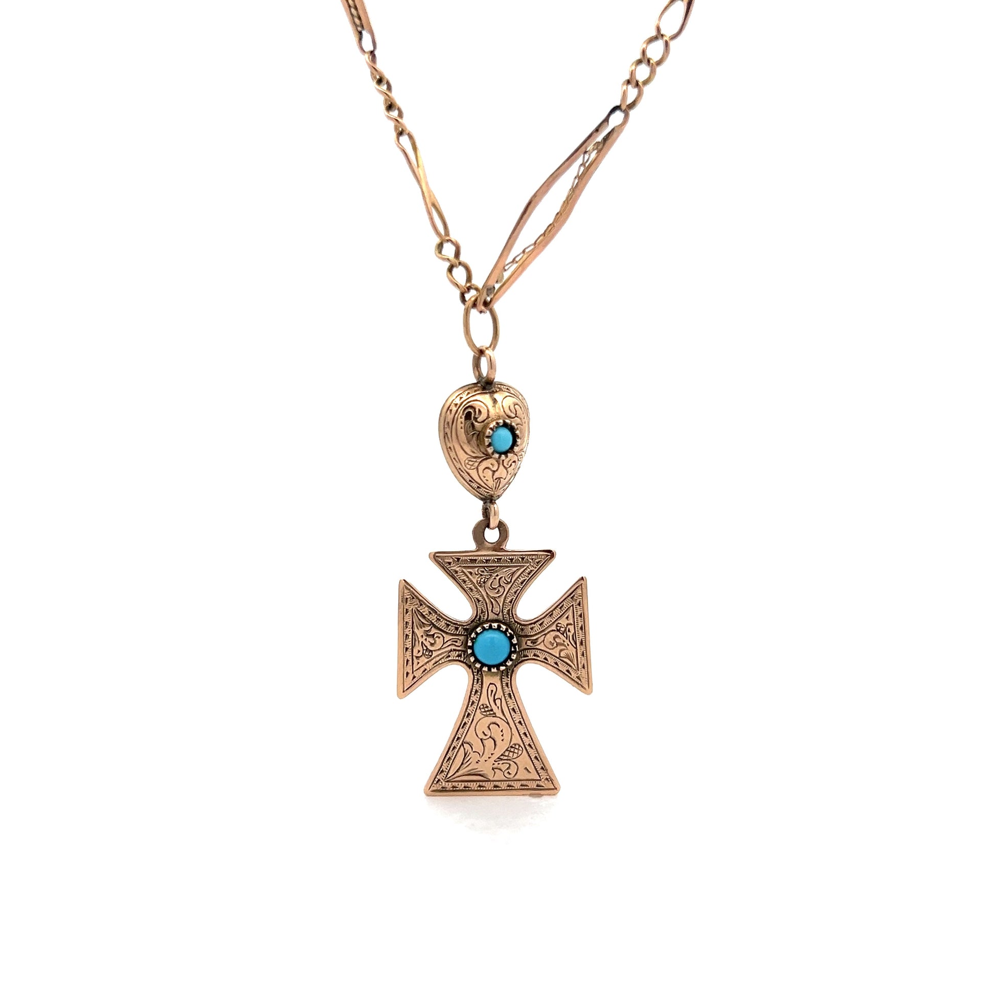 Antique Victorian Cross Pendant in 14k Rose Gold