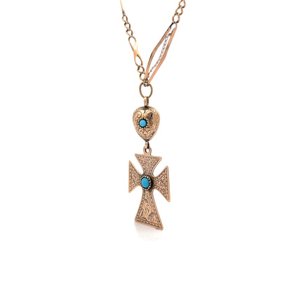 Antique Victorian Cross Pendant in 14k Rose Gold