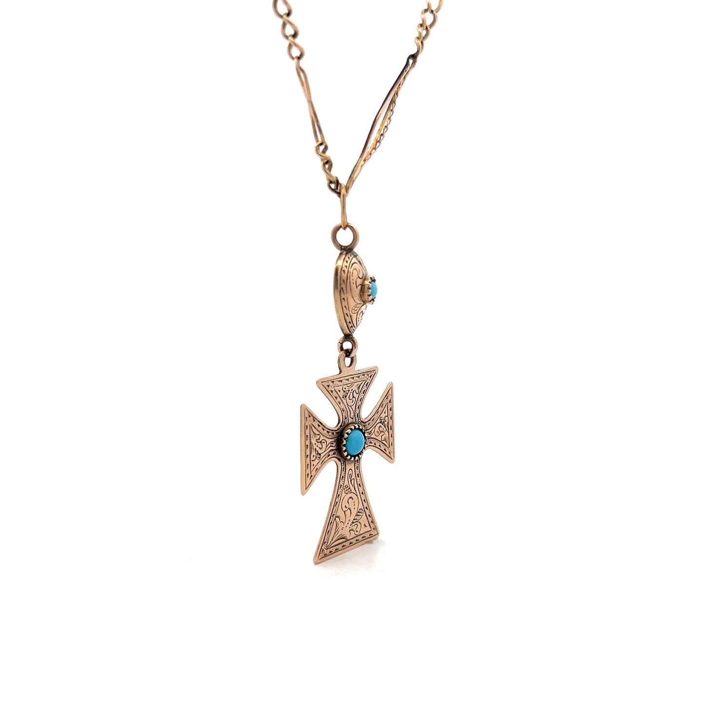 Antique Victorian Cross Pendant in 14k Rose Gold