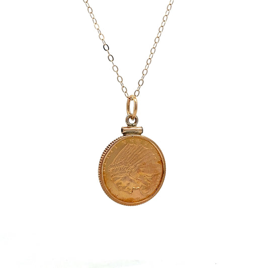Indian Head Coin Pendant in 22k Yellow Gold