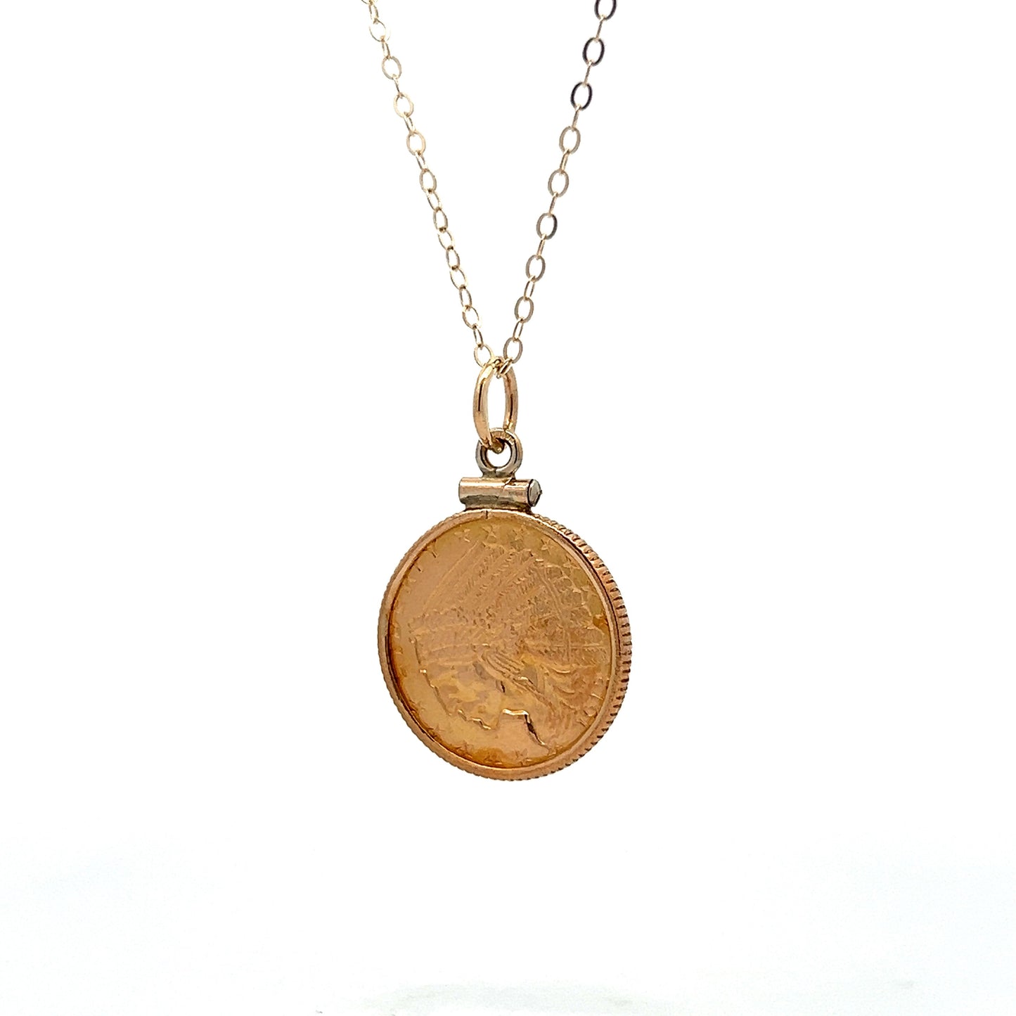 Indian Head Coin Pendant in 22k Yellow Gold