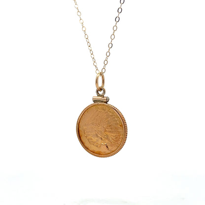 Indian Head Coin Pendant in 22k Yellow Gold