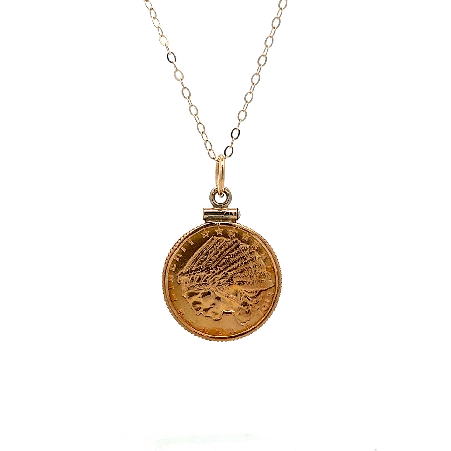 Indian Head Coin Pendant in 22k Yellow Gold