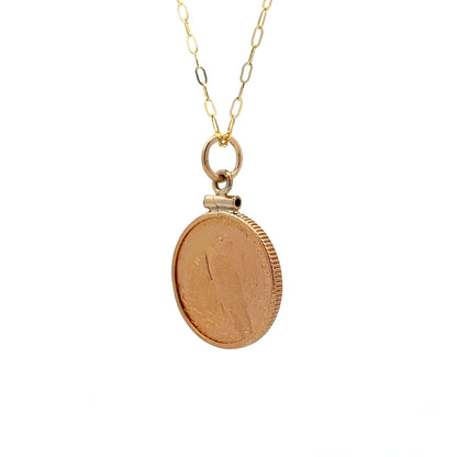 American Indian Coin Necklace in 22k Yellow Gold