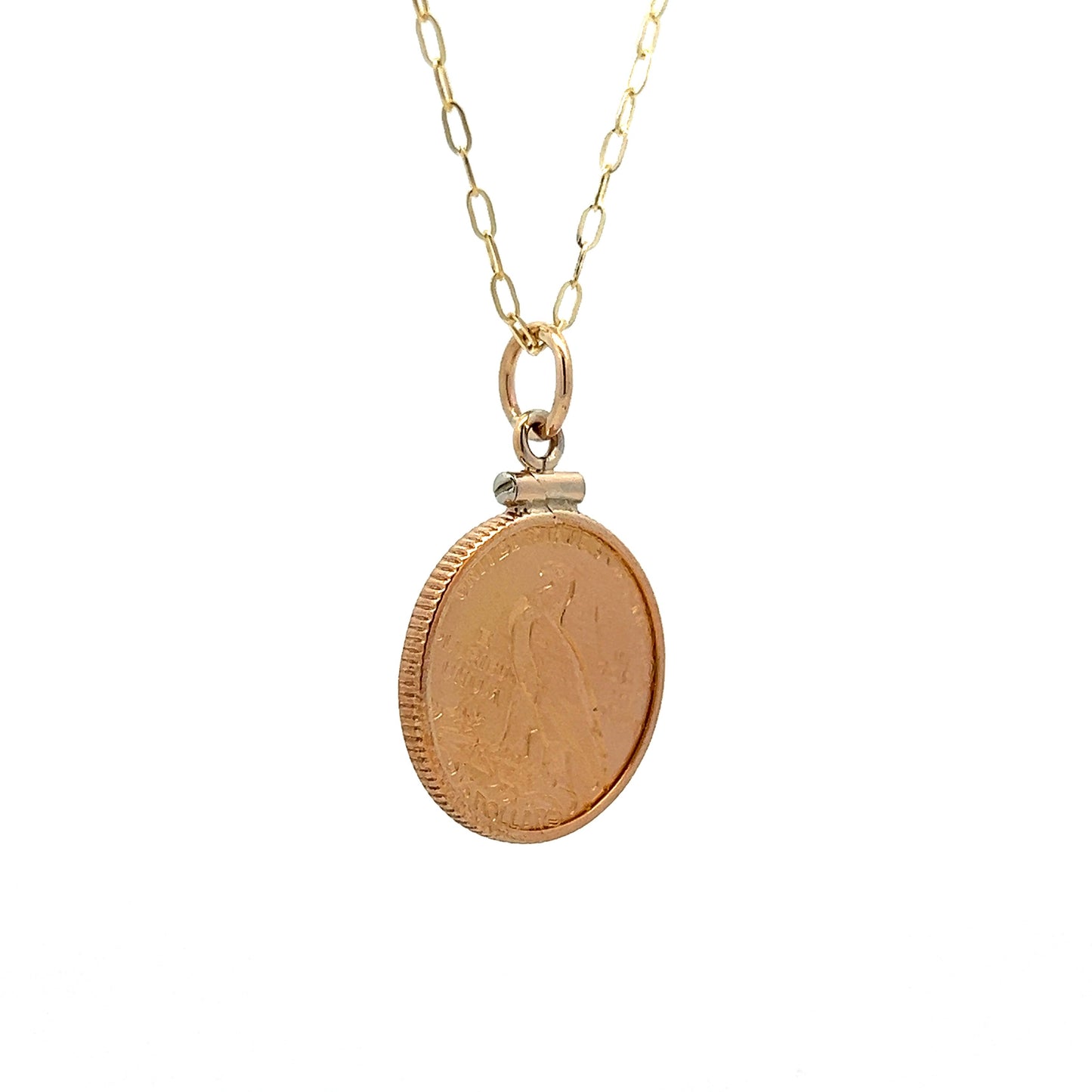 American Indian Coin Necklace in 22k Yellow Gold