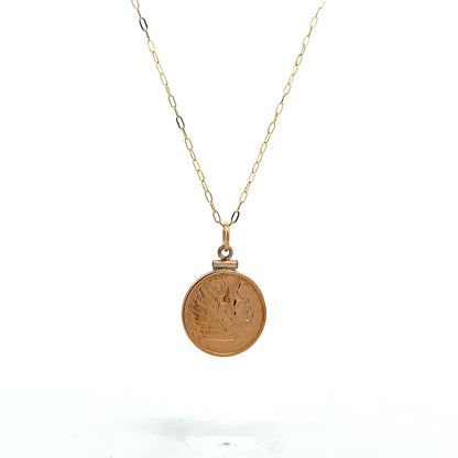 American Indian Coin Necklace in 22k Yellow Gold