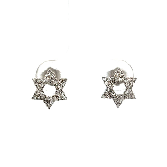 .25 Star of David Diamond Stud Earrings in 14k White Gold