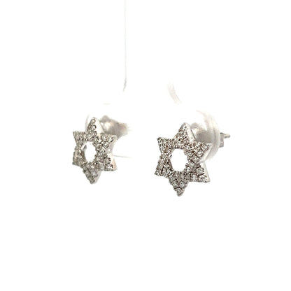 .25 Star of David Diamond Stud Earrings in 14k White Gold